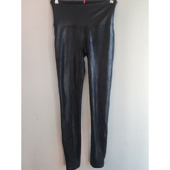 Spanx Women Black Faux Leather Pull On Shapewear Legging Pants size Large - Picture 7 of 9